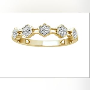 🌺 10K Y/GOLD 1/6 ktw Diamond Floral Band Ring Size 6.25. 💍✨️ STUNNING !